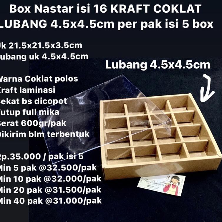 

Diskon ramadhan Box Nastar isi 16 KRAFT COKLAT⁣ LUBANG 4.5x4.5cm per pak isi 5 box X20U02 thanks