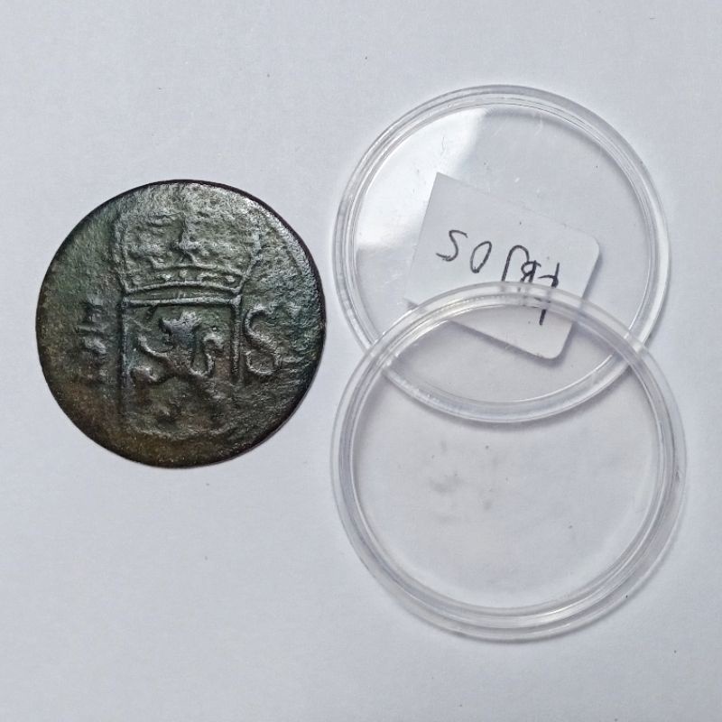 KBJ05 KOIN KUNO BELANDA INDIE BATAVIA TAHUN 1890 SETENGAH SEN KOIN KUNO  KOIN LAMA MAHAR PERNIKAHAN