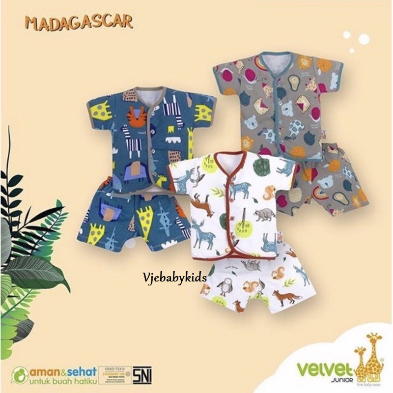 Velvet Junior - MADAGASKAR  Setelan Pendek Kancing Depan - Uk S- M SMALL