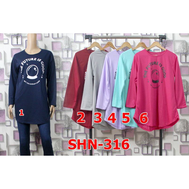 Kaos Wanita Lengan Panjang Tunik Longsleeve SHN316