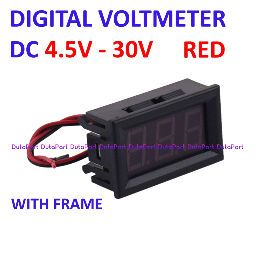 Digital Voltmeter DC 4.5V-30V 0.56&quot; Red Merah 2 Wire Frame Volt Meter