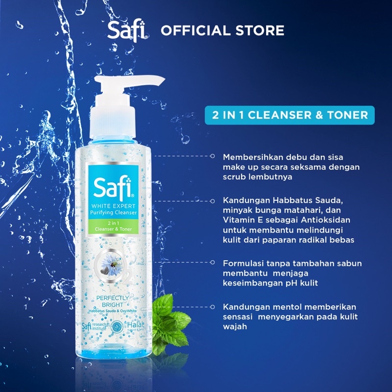 SAFI White Expert Series Indonesia / Cleanser Toner Essence Serum Cream Sunscreen Shampoo Hair Eye