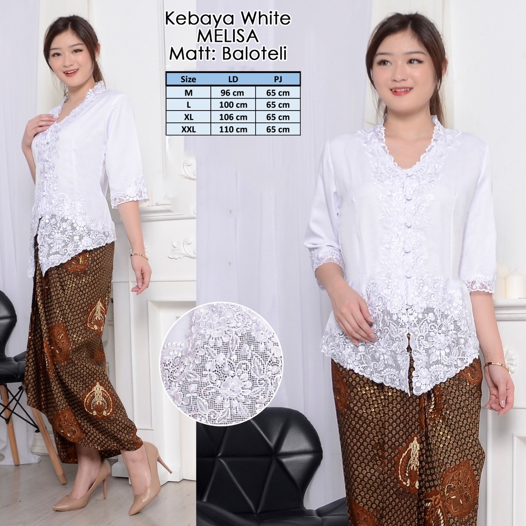 Atasan kebaya bordir Modern putih Cerah / Kebaya Wisuda Putih Bersih / Kebaya Akad Nikah Jumbo / Kebaya Kondangan Mewah / Kebaya Acara Pesta Elegan / Kebaya Moderen Melisa-3