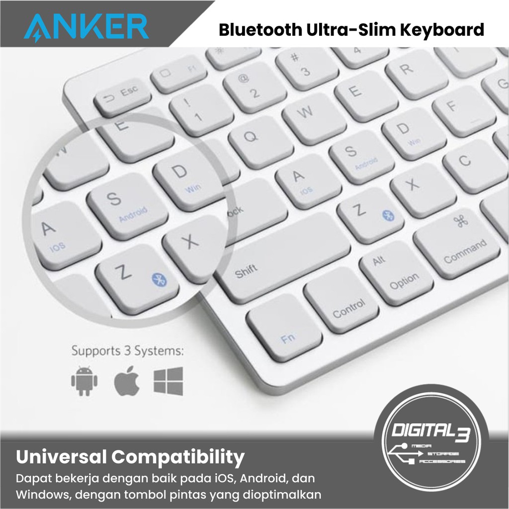Anker Bluetooth Wireless Ultra Slim Keyboard Mac Windows Android A7726