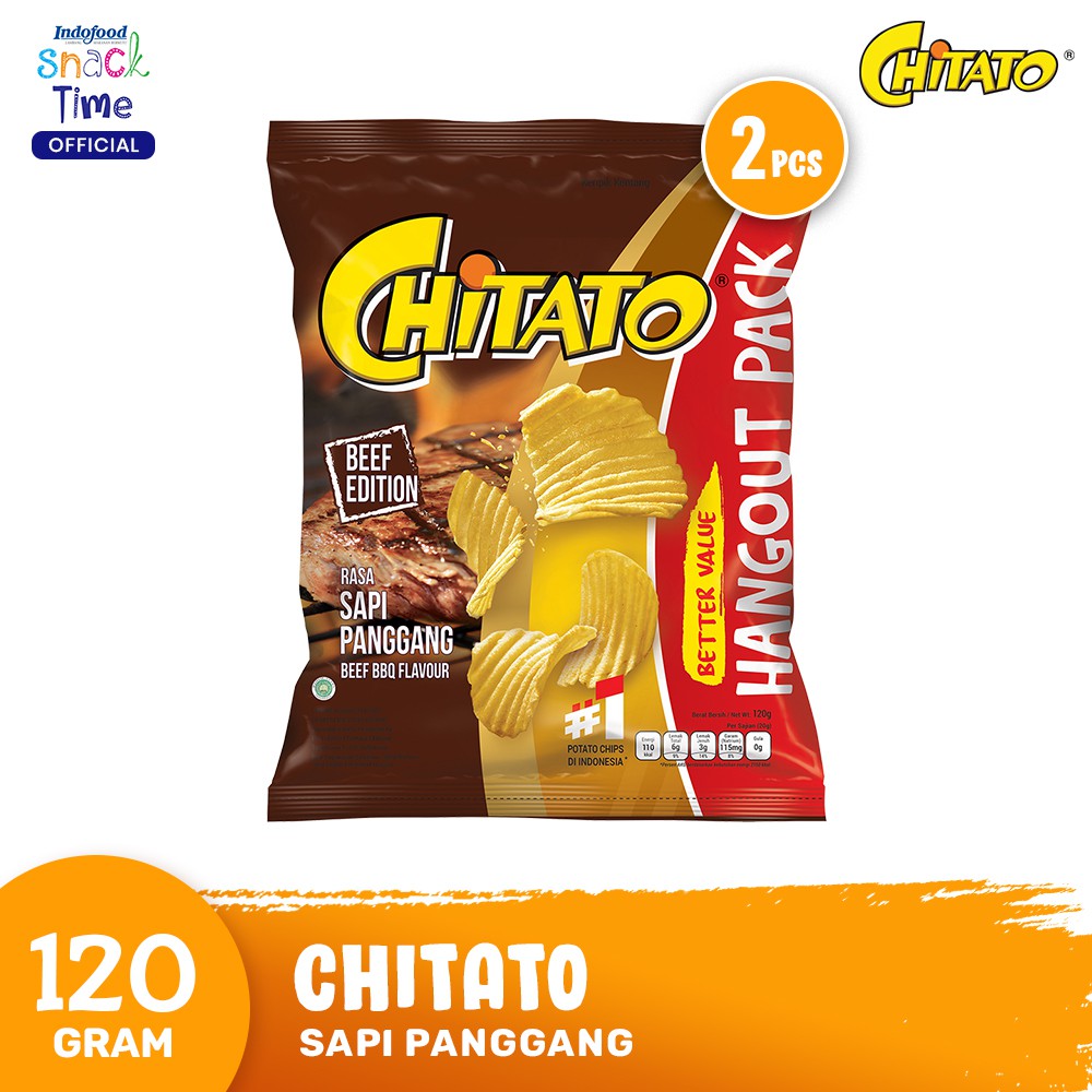 Promo Harga Chitato Snack Potato Chips Sapi Panggang Beef Barbeque 120 gr - Shopee