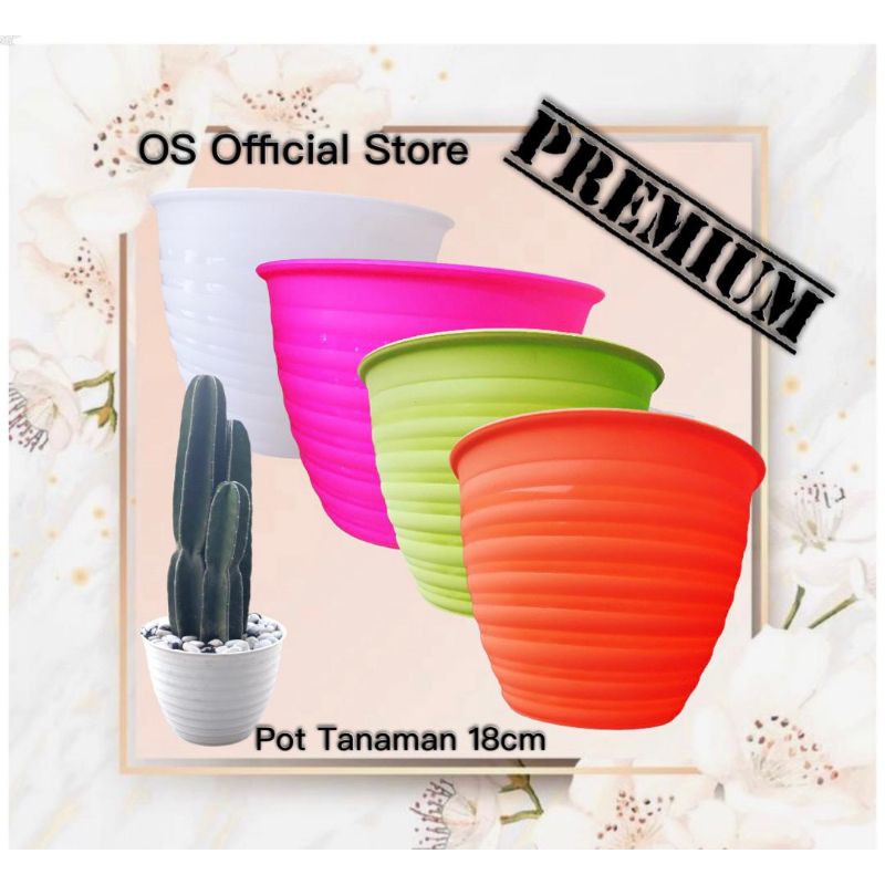 OS Pot Tanaman Tawon / Pot Bunga / Pot Tawon /Vas Bunga Bulat -Plastik Premium Diameter 18cm