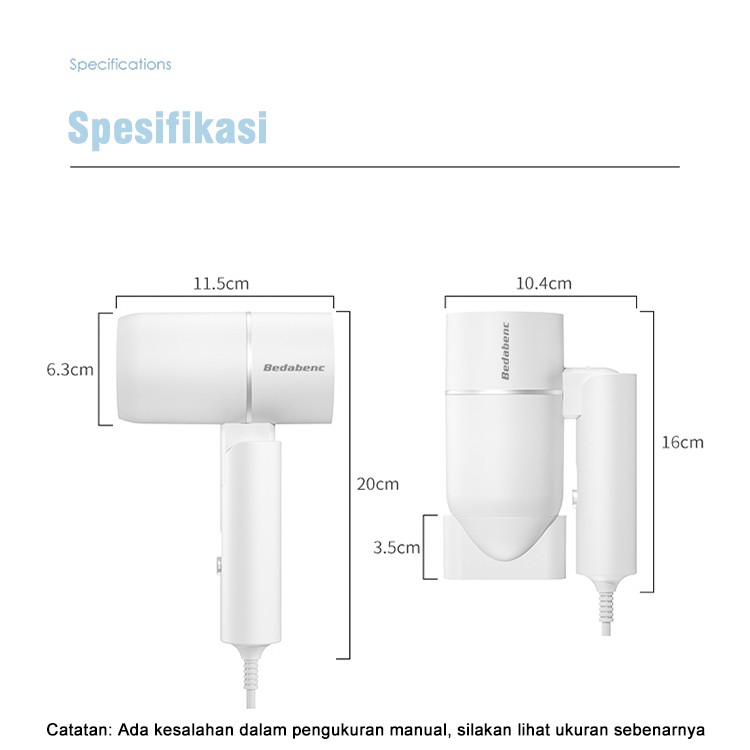 Hair Dryer Negative Lon Portable Pengering Rambut Hair Protection Quick Drying Hairdryer Low Noise