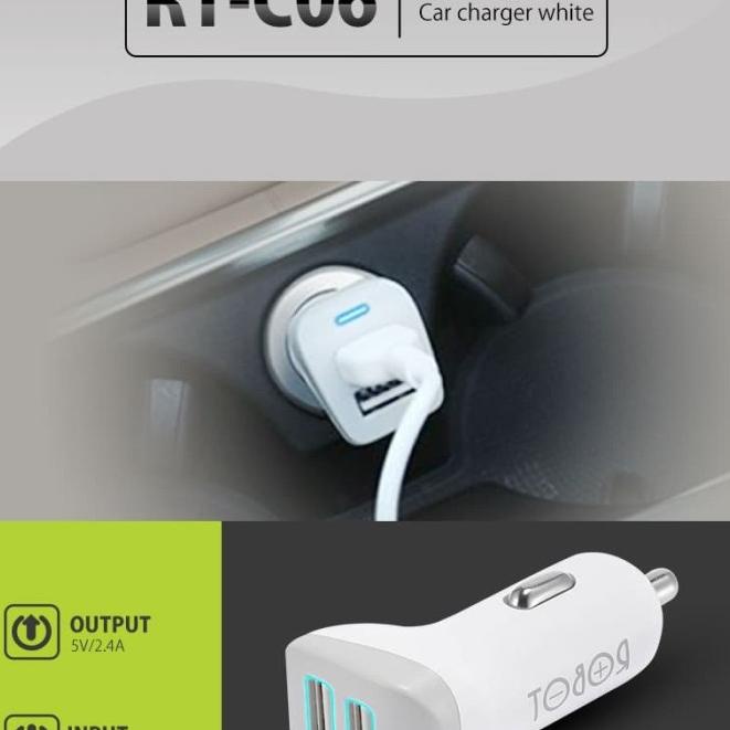 I7X7 Charger Mobil Adar Saver Robot RT-C06 2 USB + Kabel Saver Original Robot Charger Motor Mobil As