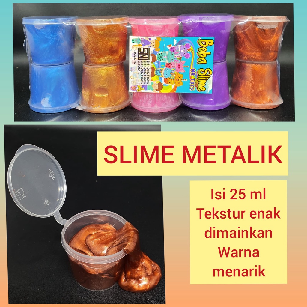 SLIME METALIK 25 ML / SLIME ANAK WARNA WARNI/ MAINAN ANAK JADUL/ MAINAN MURAH