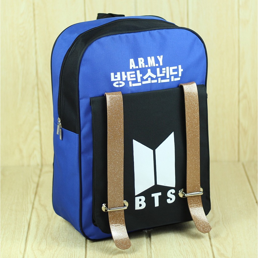 Back Pack Sekolah Ransel BTS Biru Tua Cowok Cewek Pria Wanita SD SMP