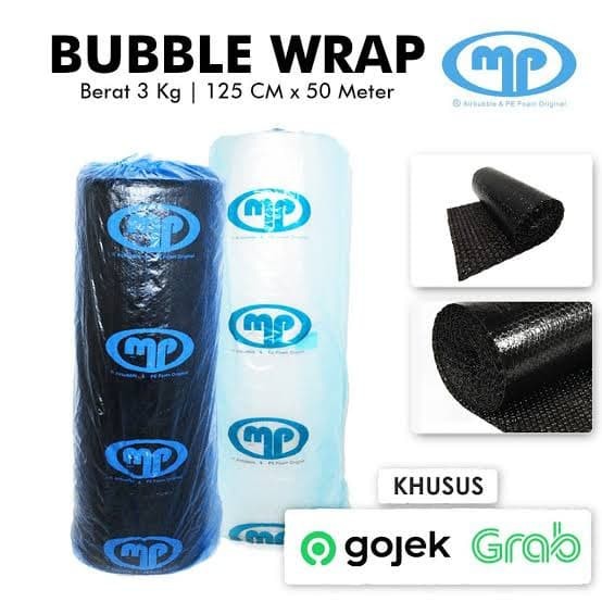 

bubble wrap mulia pack roll hitam & bening ukuran 125 cm x 50 meter