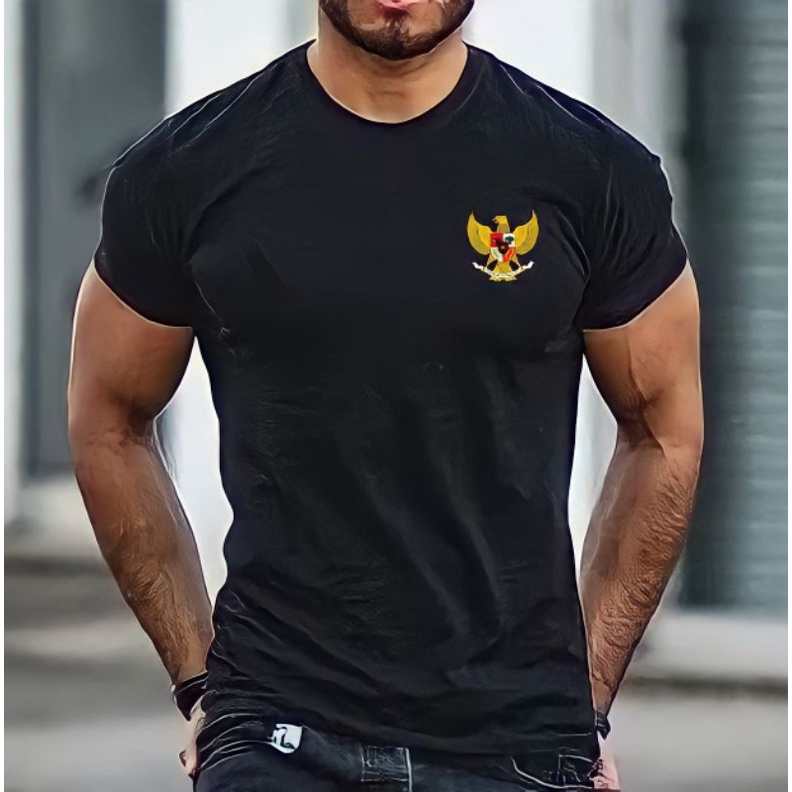 Kaos Pria Distro Garuda Pancasila Lengan Pendek Baju Oblong Pakaian Lelaki Dewasa Damn I love Indonesia Cod