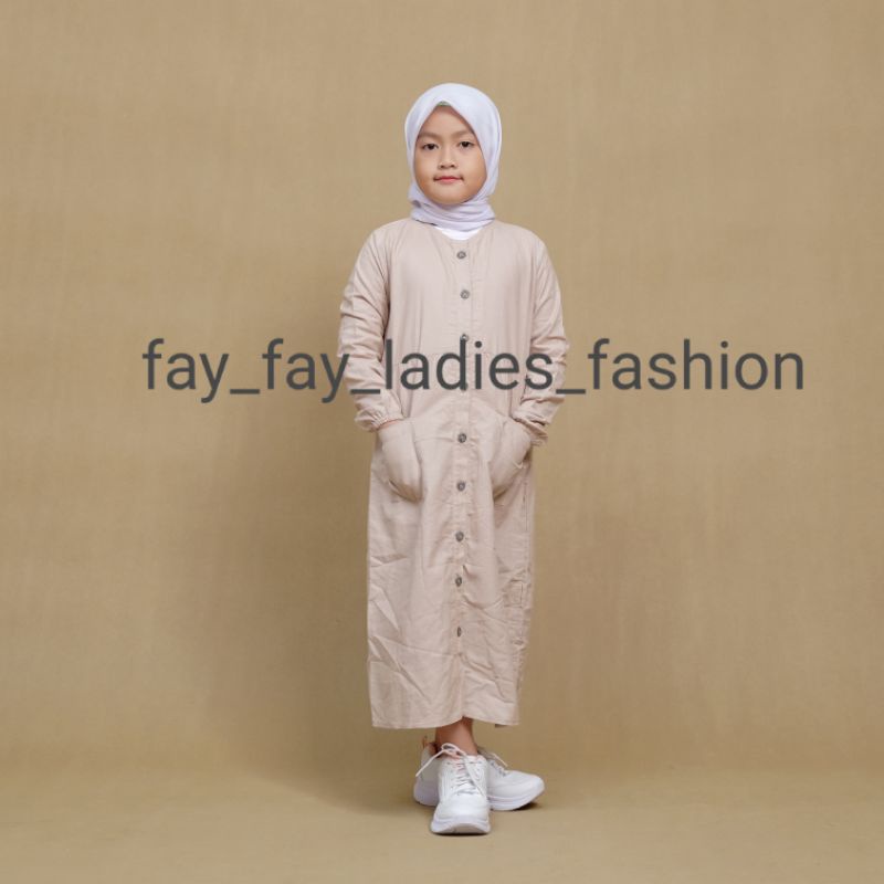 Midi Dress Anak Katun Linen Rami Premium