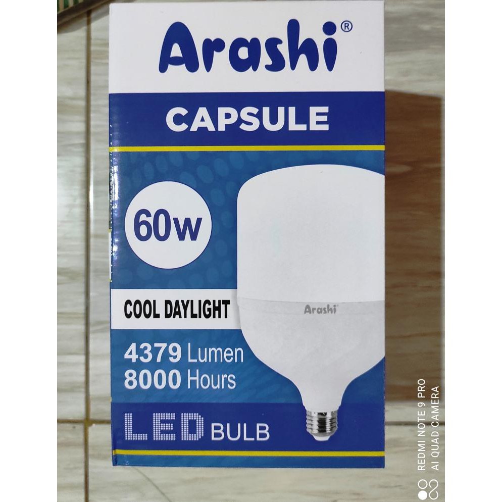 Lampu Led Arashi 60 Watt Garansi 1 Tahun / Lampu Arashi 60w / Lampu Bohlam 60 Watt / Lampu 60 Watt