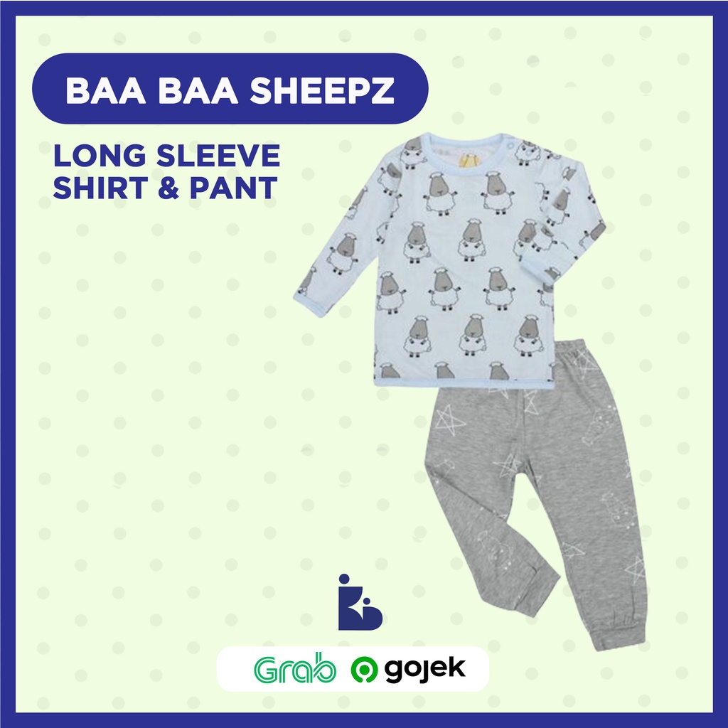 Baa Baa Sheepz Long Sleeve Shirt &amp; Pant - Big Sheep Blue/Big Sheep &amp; Star Grey