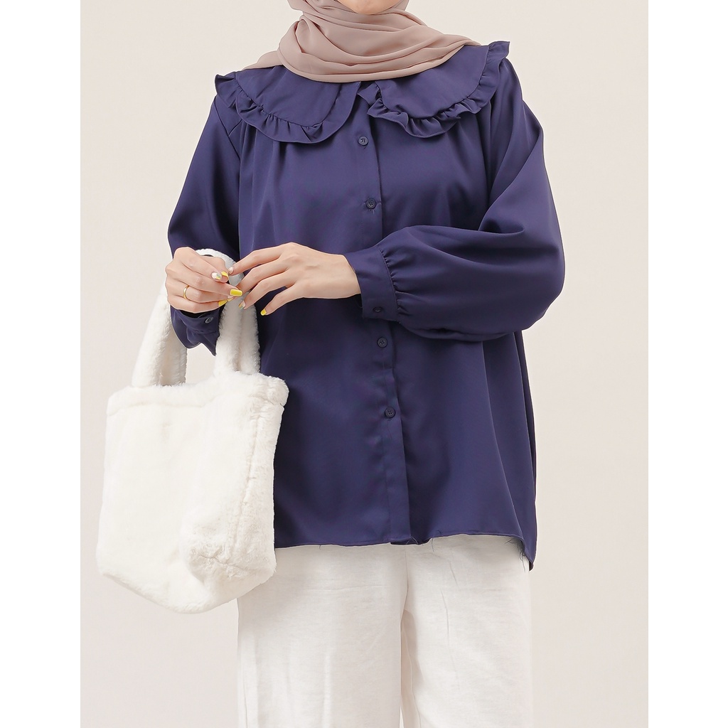 KEMEJA BLOUSE RUFFLE LIZA KATUN SHAKILA DAILY OFFICE SHIRT PREMIUM B406 CO