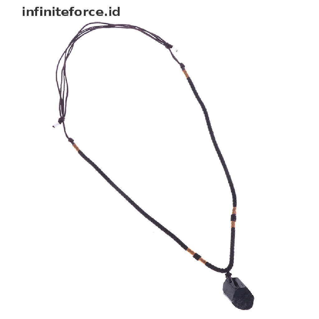 Kalung Liontin Batu Kristal Tourmaline Warna Hitam