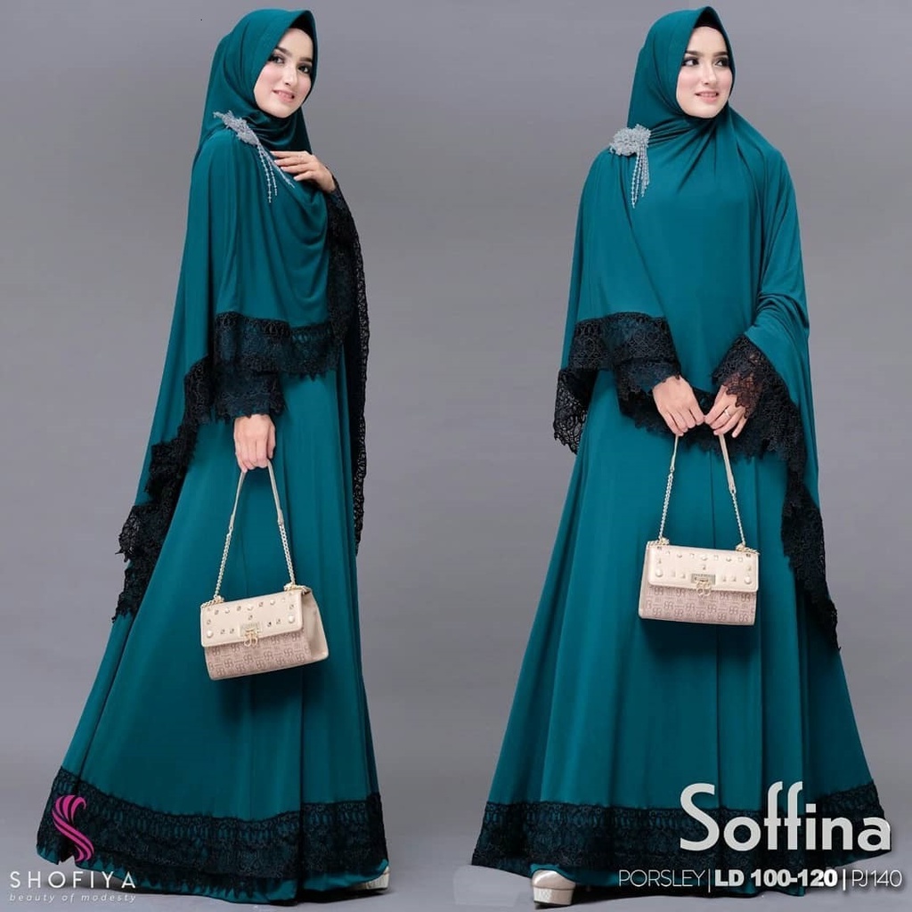 Soffina gamis remaja dewasa/baju gamis terbaru wanita kekinian/Gamis set hijab terbaru 2025 lebaran/