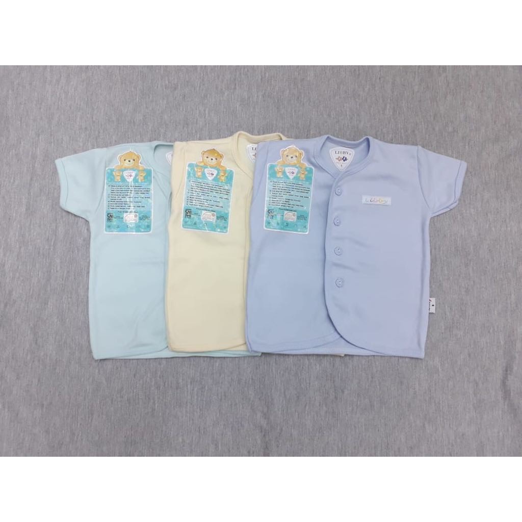 Libby BAJU PENDEK Bayi Anak Polos (3pcs/pack) Baju Lengan Pendek Bayi UNISEX