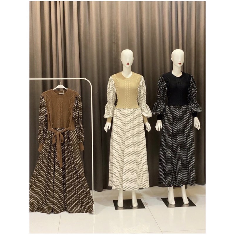 Gamis codoray kombinasi rajut premium ori by Vivorie