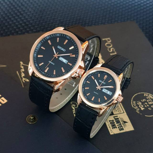 Jam tangan seiko tali kulit fashion pria wanita