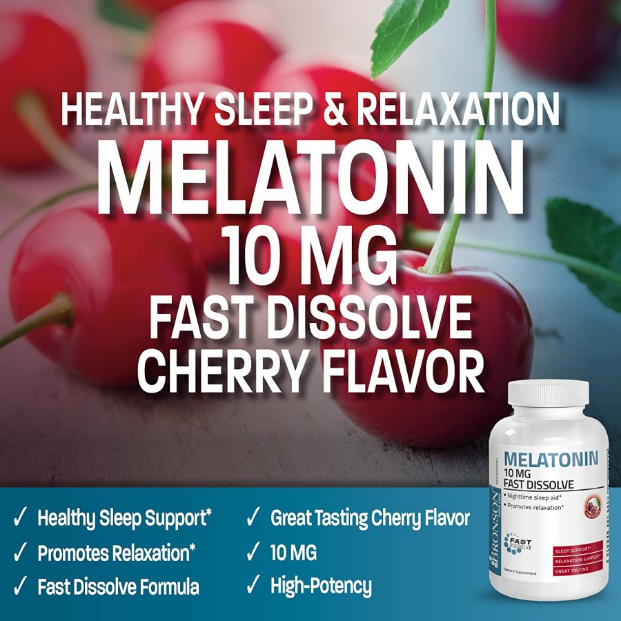 Bronson Melatonin 10mg Fast Dissolve Cherry Vegetarian Lozenges