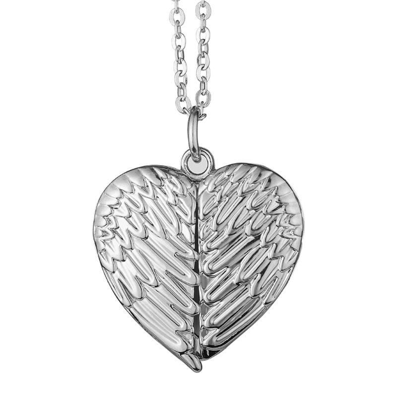 SIY  Heart Sublimation Blanks Angel Wing Love Heart Necklaces Custom Lockable Photo Blank MDF Printable Pendant for Women