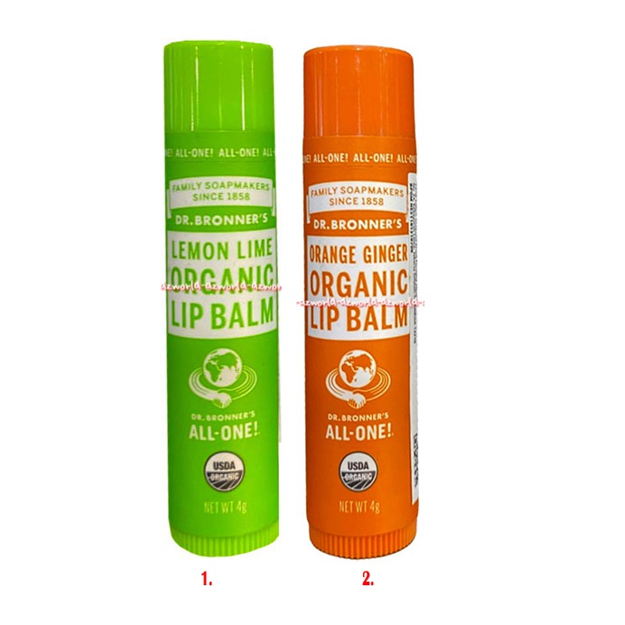 Dr Bronner's 4gr Lemon Lime Orange Ginger Organic Lip Balm All One Lip Gloss Pelembab Bibir Lipgloss Organik Dr Broner Drbronner's Broners