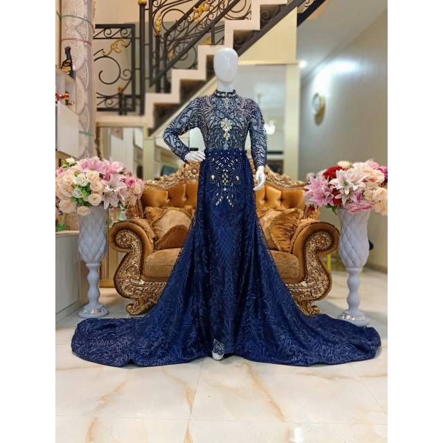Gaun pengantin slim navy new