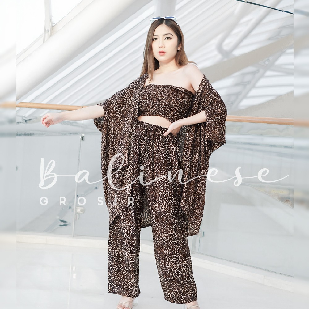 SETELAN KARDIGAN LEOPARD PREMIUM / ONE SET OUTWEAR CARDIGAN / CARDY CARDI OUTER OVERSIZE LORENG