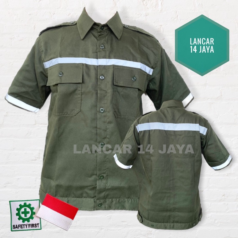 Atasan Kerja Lengan Pendek / Kemeja Safety Pendek / Wearpack Safety / Setelan Baju Kerja / Baju Proyek / Baju Bengkel