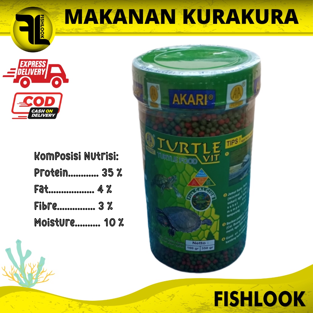 makanan kura kura pelet kura kura Brazil akari turtle vit 300 gr