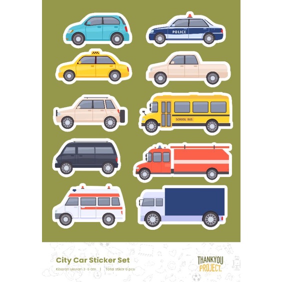 

Stiker anak edukasi - transportation city cars aircraft train