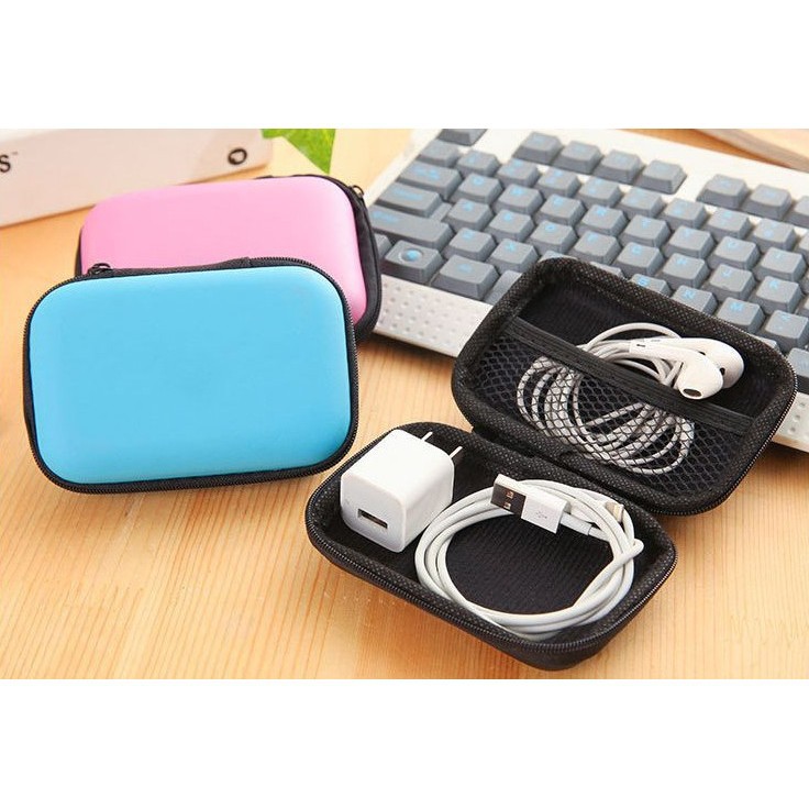 Tempat Earphone Headset Organizer Dompet Koin Charger Case Box /Dompet Unik Serbaguna Kotak &amp; Bulat