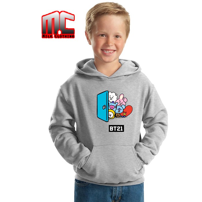 Jaket Sweater Hoodie Anak Anak BTS BT21 Uniqlo - Milk Clothing
