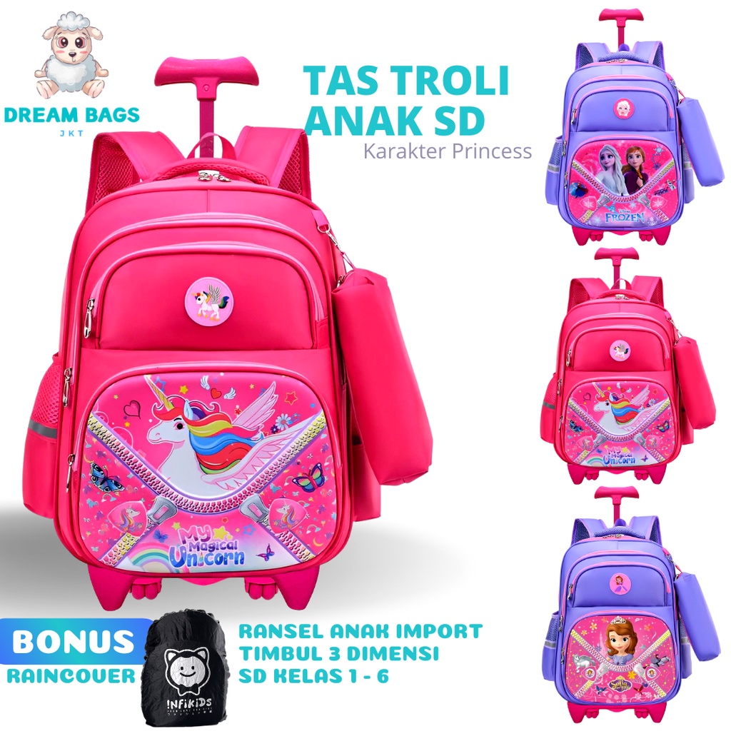 Tas Troli Anak Perempuan SD Import DB-638 Tas Koper Anak Perempuan