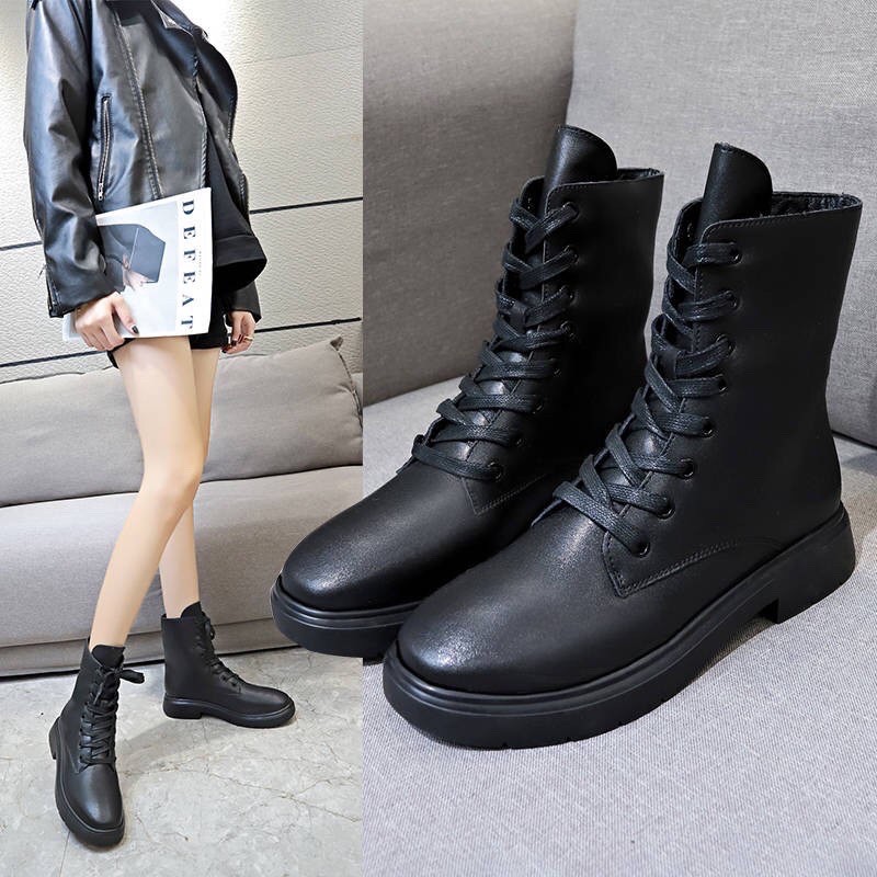 BT64 SEPATU BOOTS MARTIN IMPORT WANITA KOREA BRITISH INGGRIS VELVET HANGAT