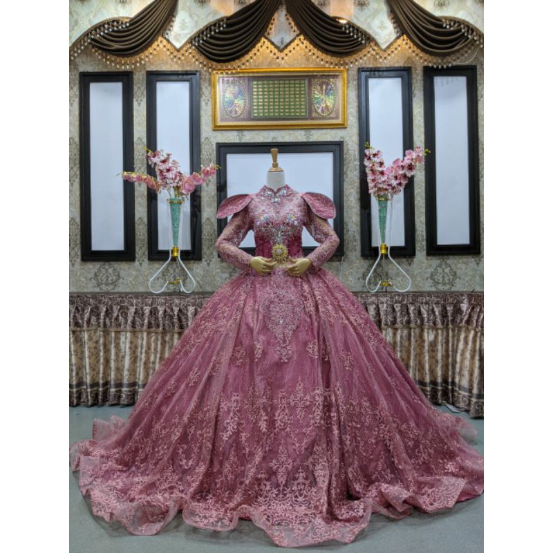 GAUN PENGANTIN BARBIE TILE TRIDI BEREKOR PANJANG//GAUN WEDDING