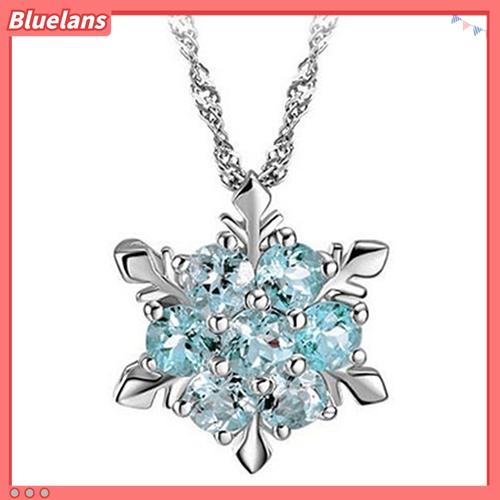 Bluelans Kalung Choker Rantai Pendek Dengan Liontin Snowflake Aksen Berlian Imitasi Untuk Wanita