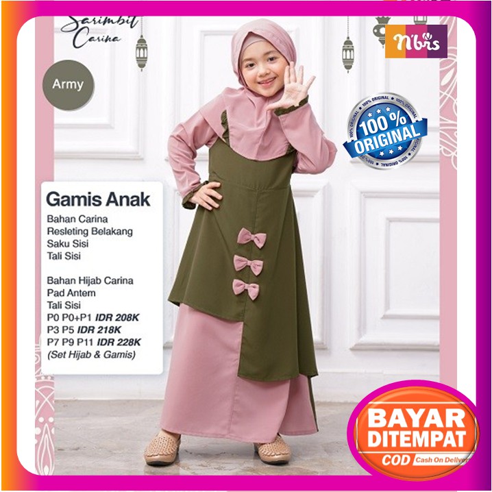 Baju Gamis Anak Perempuan Pakaian Muslim Nibras Set Hijab Setelan Jilbab Terbaru 2021 Promo Carina