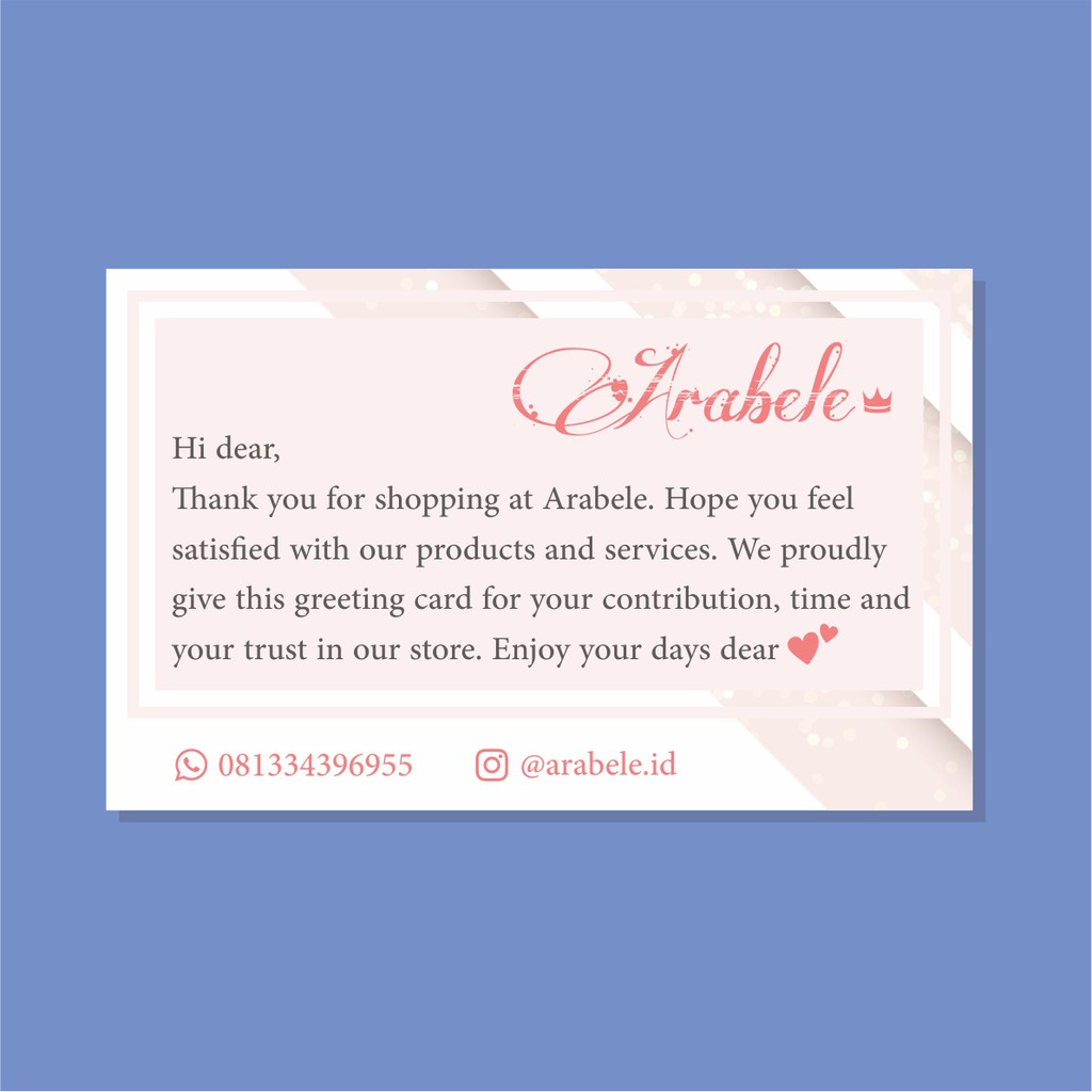 THANK YOU CARD FOR ONLINE SHOP / KARTU UCAPAN TERIMA KASIH ...