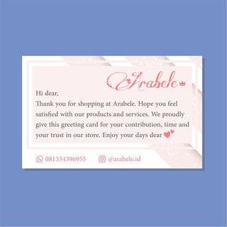 Thank You Card For Online Shop Kartu Ucapan Terima Kasih Portrait Thanks Card Shopee Indonesia