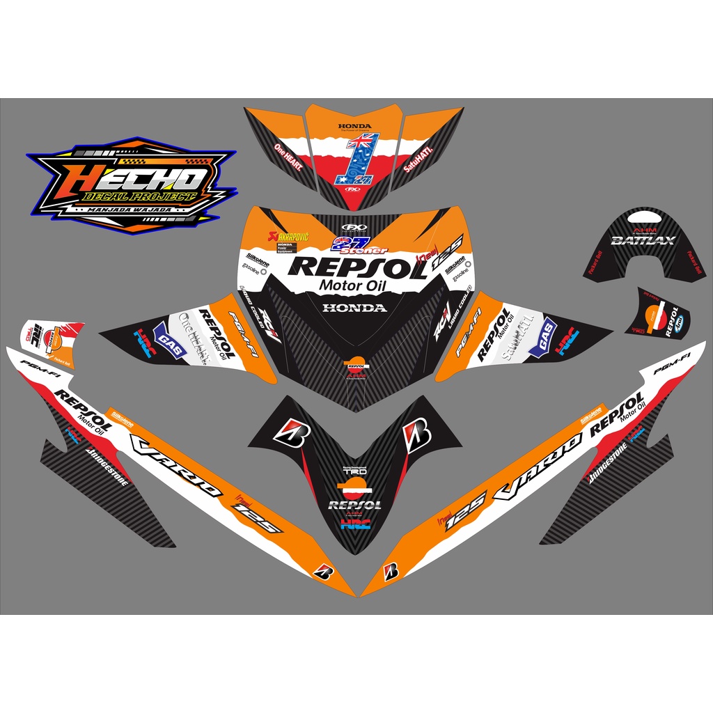 Decal Stiker vario 110 karbu Dekal Variasi Stiker Striping custom Fullbody