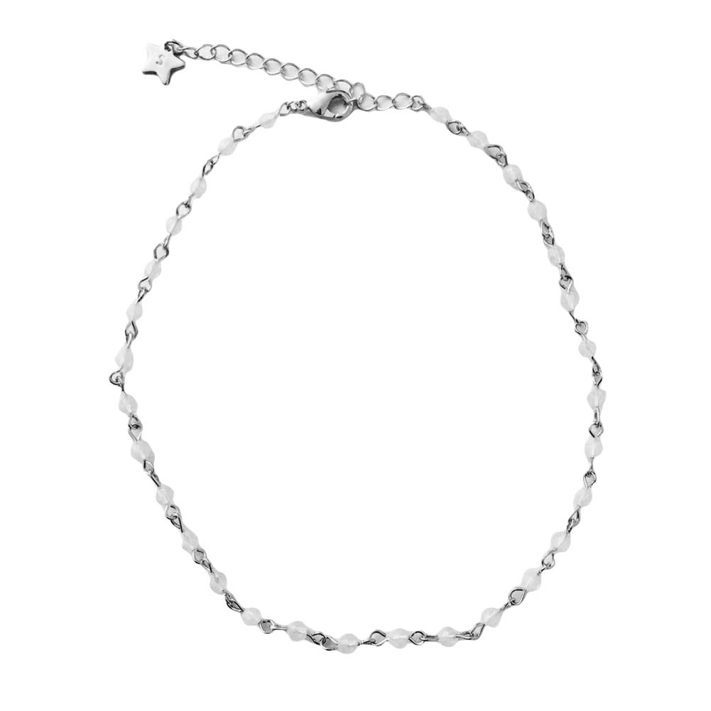 Hu Hu Hu Hu Hu Alat Bantu Pasang Kacamata♡ Kalung Rantai Manik-Manik Opal Berlian Imitasi Handmade Untuk Wanita