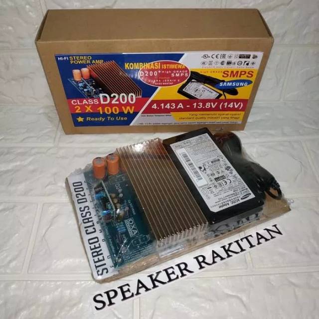Kit Power Amplifier Stereo Class D 2x100Watt D200 + Adaptor Samsung
