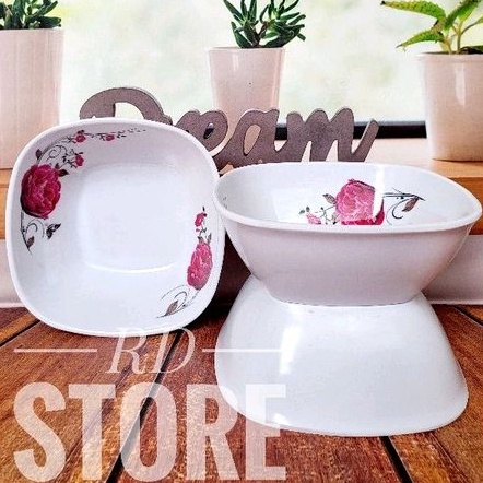 PROMO 3.PCS MANGKOK KITAK MOTIF ROSE BAHAN MELAMINE WARE TEBAL DAN KUAT PANAS