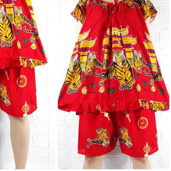 ❂ Setelan baju tidur JUMBO XXXL edisi imlek 2022 tahun macan harimau bahan rayon adem LD 120 CM ✻