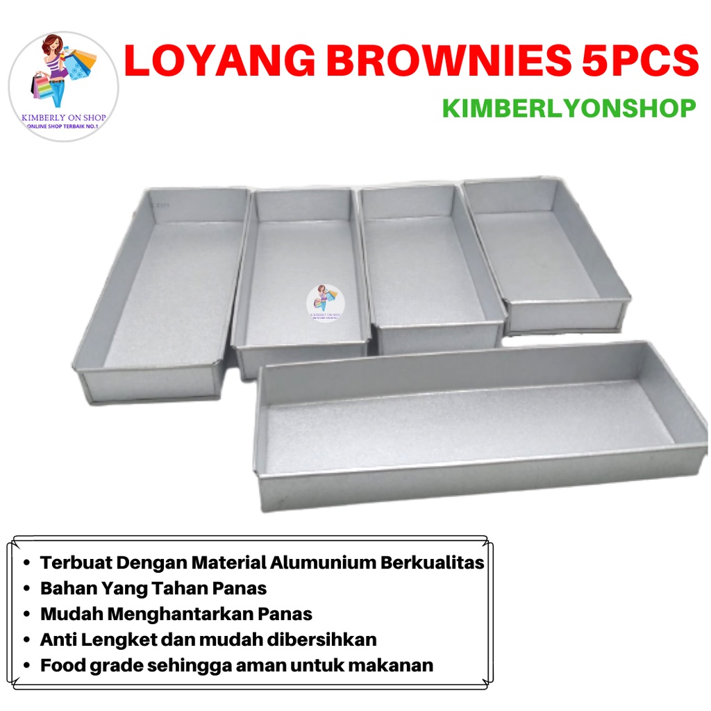 Loyang Cetakan Kue Brownies Roti 1 Set 5Pcs Alumunium