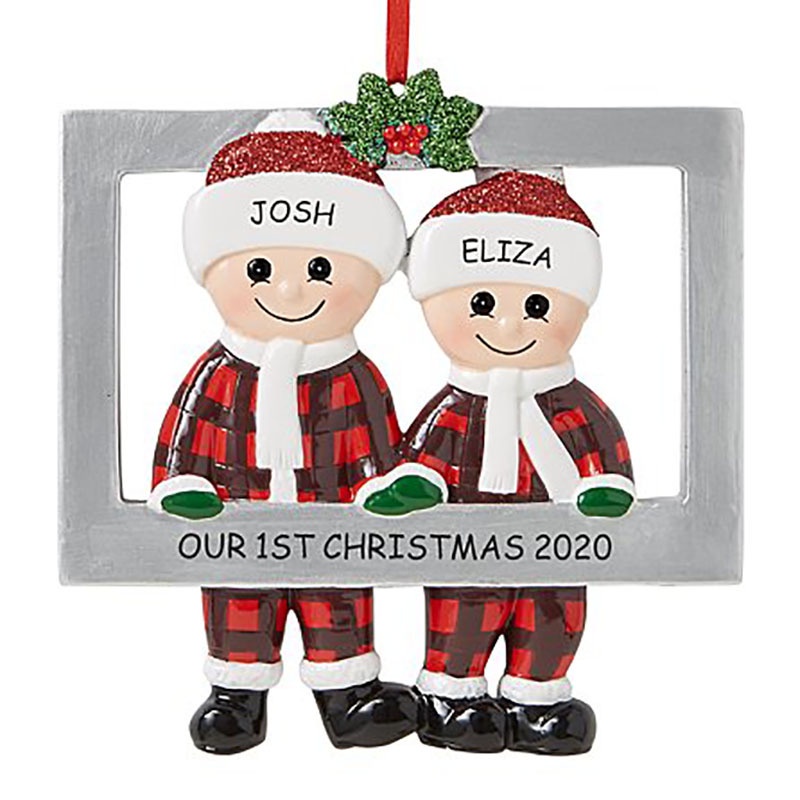 Ornamen Bingkai Foto Desain Santa Claus Family Untuk Dekorasi Pohon Natal