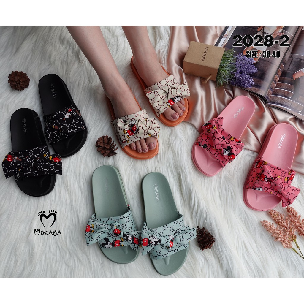 Sendal Slop Wanita Pita Mickey Import Mokaya Cantik Elegant Import Mokaya / Size 36-40 (2028-2)